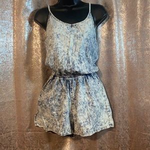 Acid denim short romper